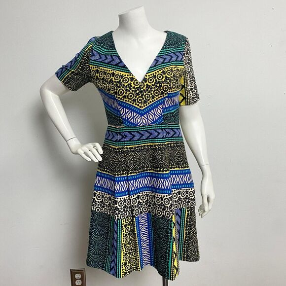 Plenty by Tracy Reese Fit & Flare Dress Lined Women's Size 4 Multicolor Vneck - Picture 3 of 10
